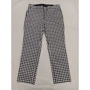 Banana Republic Ryan Fit Petite Black White Gingham Check Straight Leg Pants 10P